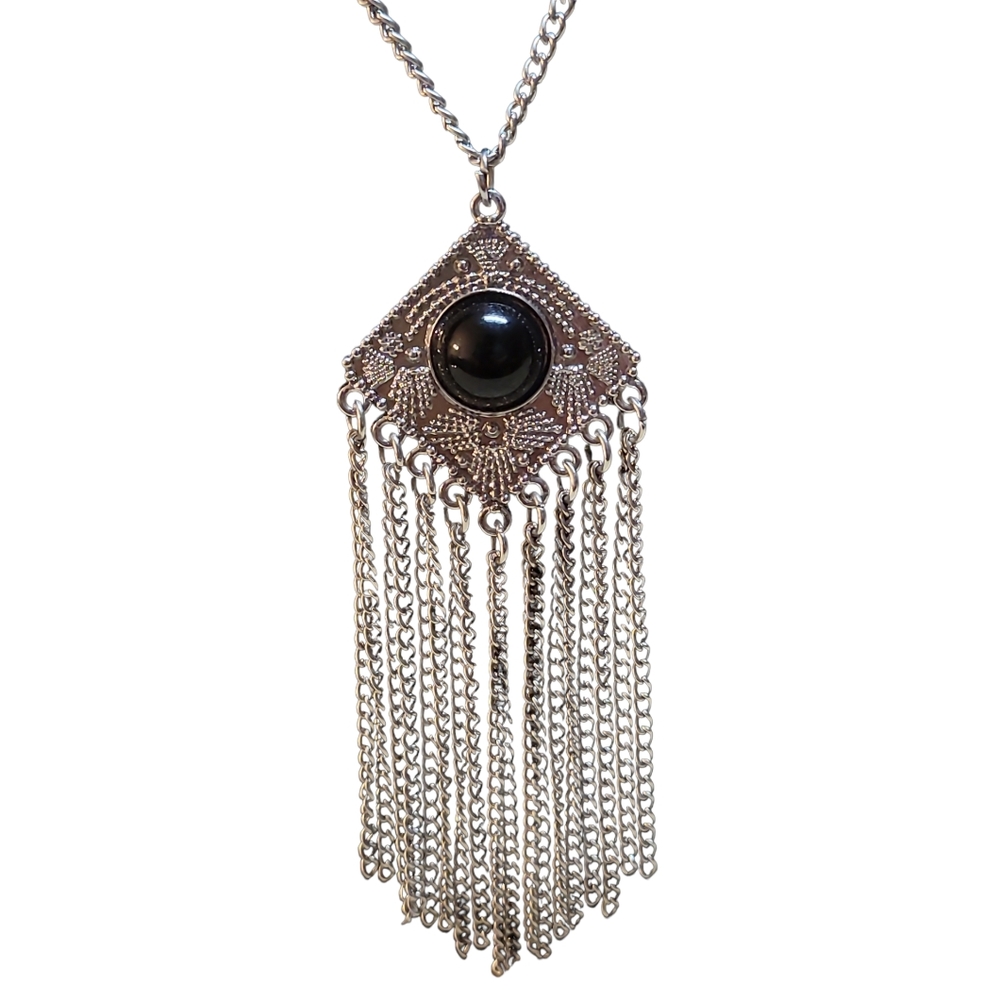 Bohemian Silvertone Multi-Layered Statement Chain… - image 4